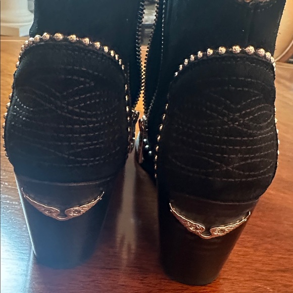 Zadig & Voltaire Black Suede Ankle Boots | Studded Western Cowboy Style - Picture 4 of 10